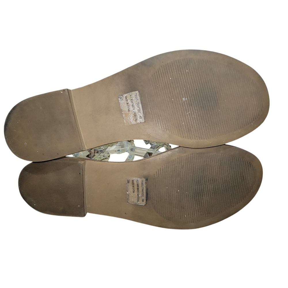 Steve Madden Sandals Womens 8 M Travel Studded Casual Ankle‎ Strappy Flats Brown - Picture 13 of 13